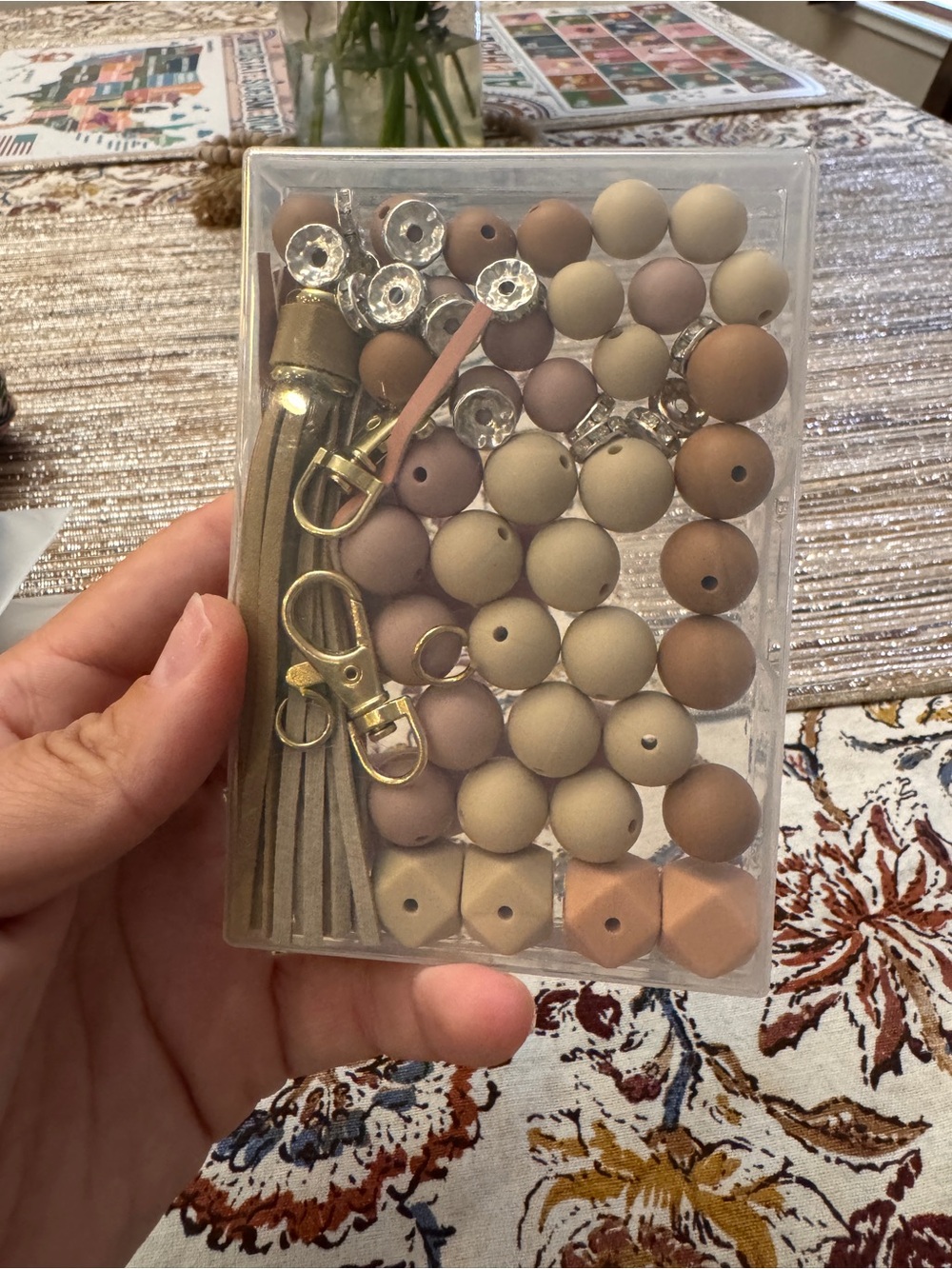 Neutral Silicone Bead Keychain Kit with Tassel